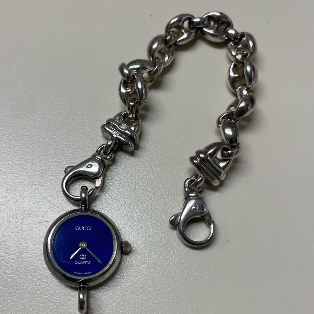 Vintage Gucci sterling silver chainlink watch